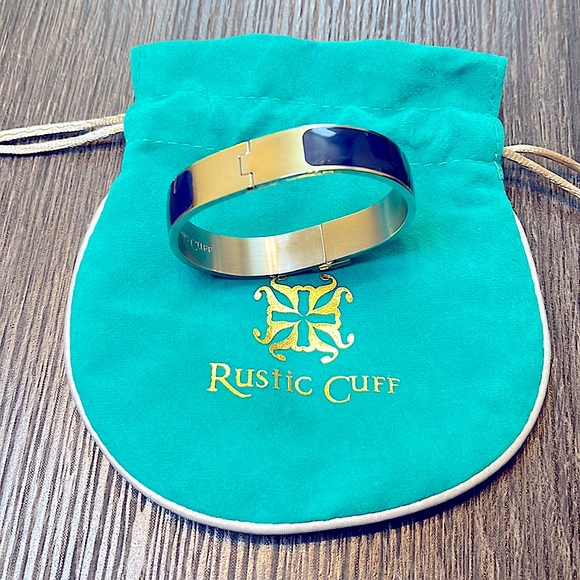 Rustic Cuff - Navy & Silver Enamel Cuff Bracelet - Picture 4 of 7